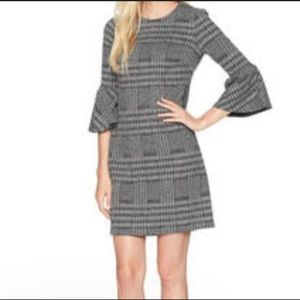 CALVIN KLEIN black and white tweed bell sleeve dress woman’s size 16